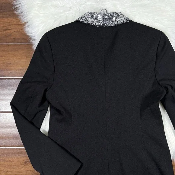 Dress‎ The Population Women's Size Medium Black Sequin Berkley Mini Blazer Dress - Picture 8 of 13